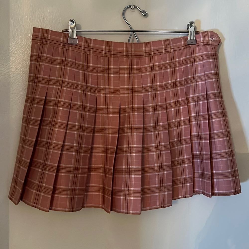 Pink plaid tennis skirt